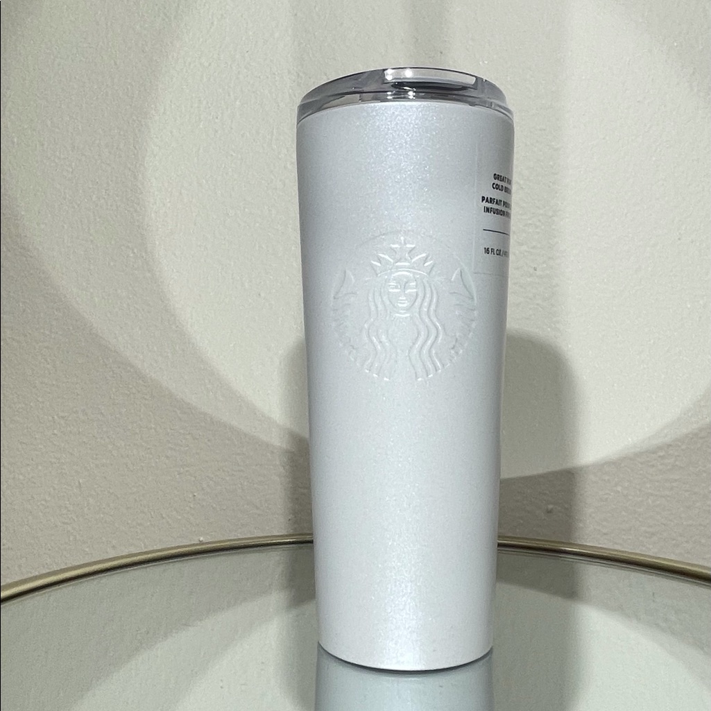 New Starbucks Sparkly White Stainless Steel Sip Top Tumbler
